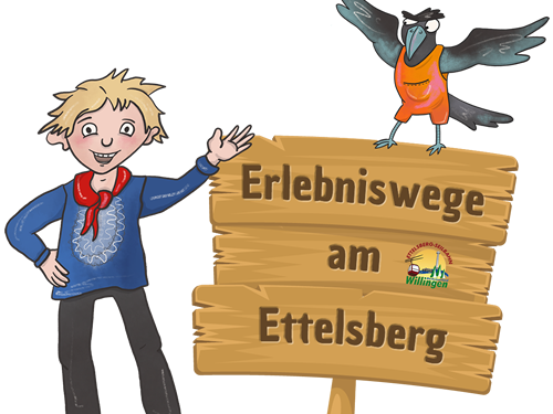 Linne vor der Tafel Erlebniswege am Ettelsberg 