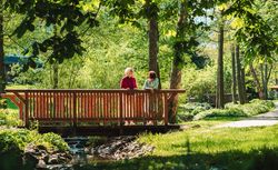 2 Frauen auf der Brücke im Kurgarten Willingen 