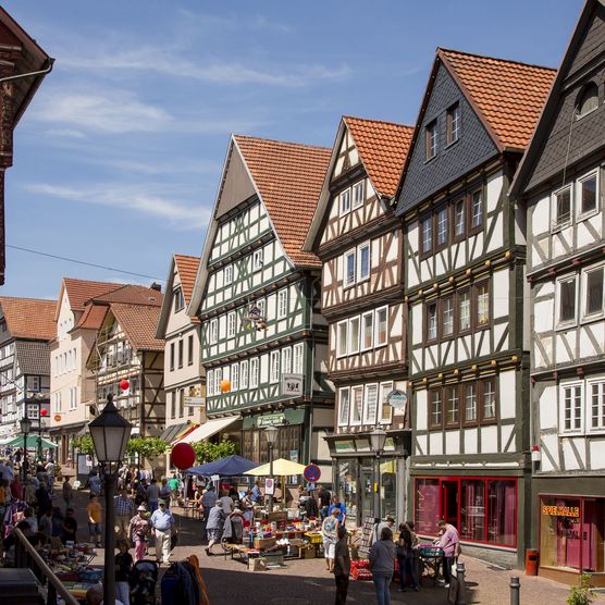 Brunnenstraße in der Altstadt von Bad Wildungen