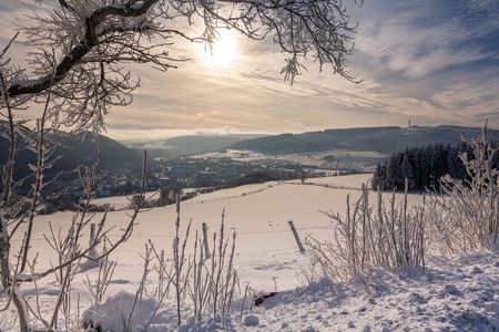 Verschneite Landschaft in Willingen in diffusem Winterlicht